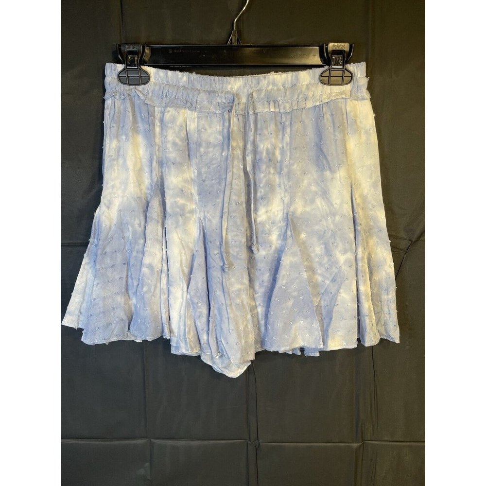 Blue Poplin Tie Dye PANTS STORE Shorts Size Med Lined Elastic Waist
